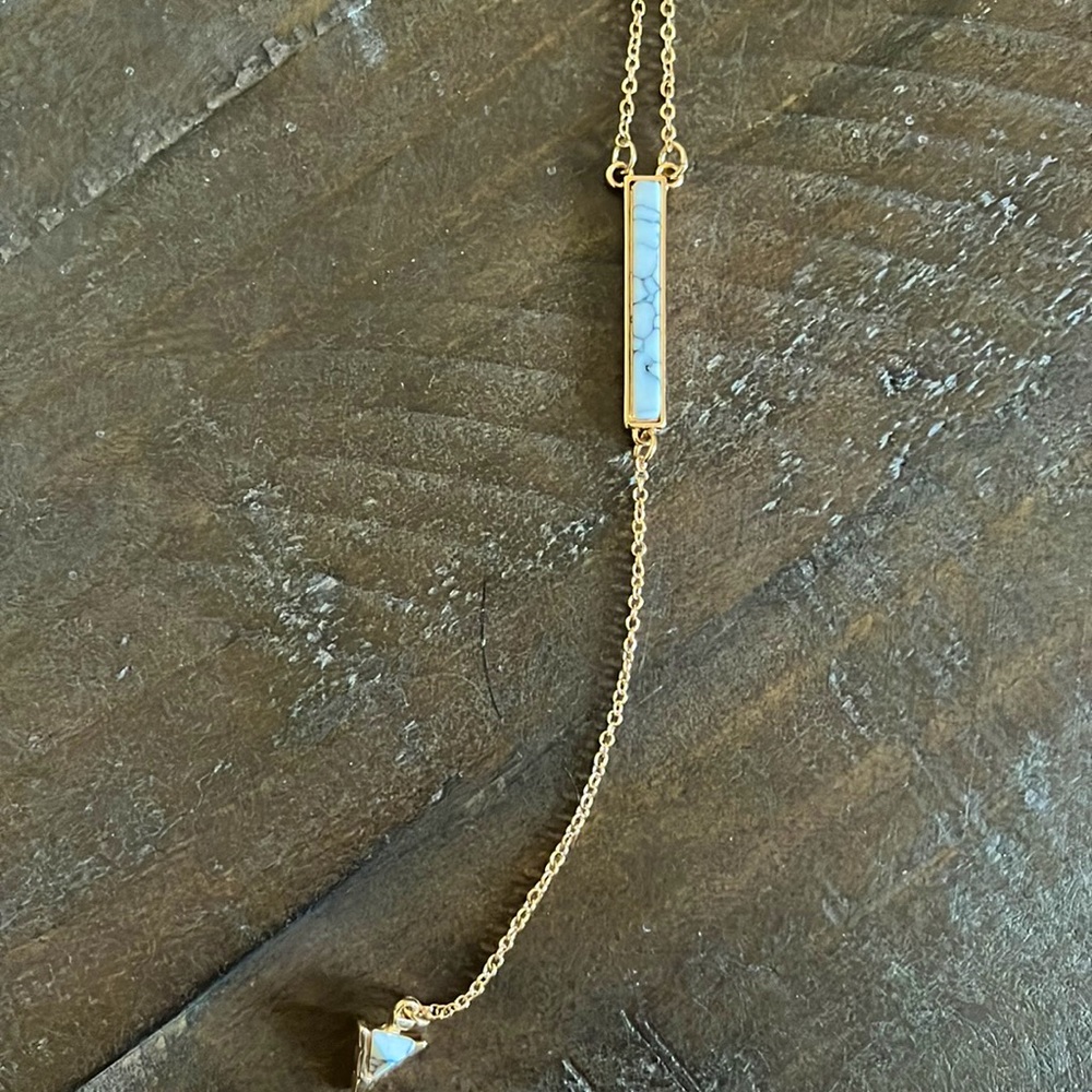 *New* “Marble” accent long gold necklace